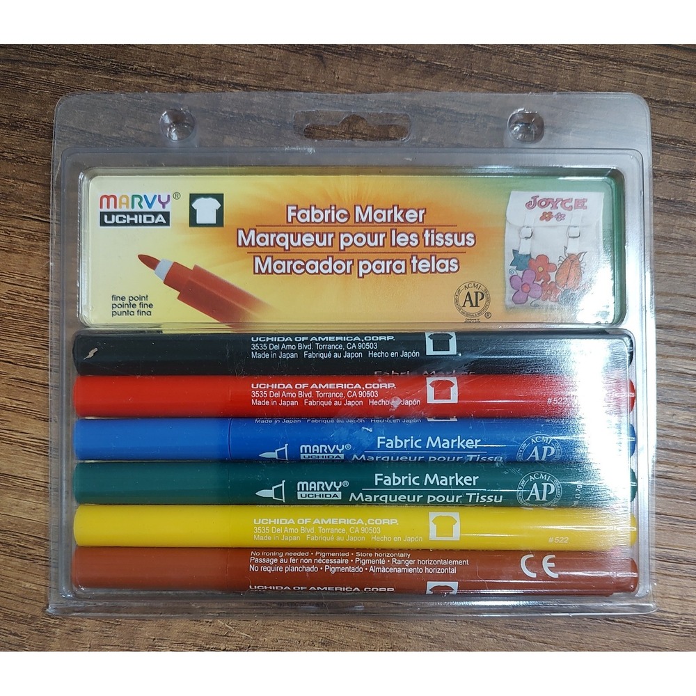 Marvy Uchida Fine Point Fabric Markers Primary NOS Sealed B3